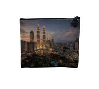Pochette in lino - Tours Kuala Lumpur de Nuit Lumiere Città Malaysia - Astuccio per trucco in tela effetto lino, portamonete - 15 x 10 cm, Kuala Lumpur, 15 x 10 cm, Astuccio per il trucco