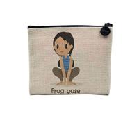 Pochette in lino - Yoga per bambini, Postura della rana Asanas Meditation - Astuccio per trucco in tela effetto lino, portamonete - 15 x 10 cm, lino, 15 x 10 cm, Astuccio per il trucco