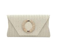 Pochette in paglia Borsa per le donne Borsa a tracolla Estati Spiaggia Borse a tracolla Busta Portafoglio Borse da sera in tessuto Regali Pochette di paglia per le donne, bianco, One Size