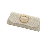 Pochette in paglia Borsa per le donne Borsa a tracolla Estati Spiaggia Borse a tracolla Busta Portafoglio Borse da sera in tessuto Regali Pochette di paglia per le donne, bianco, One Size