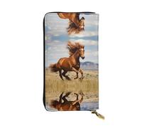 Pochette in pelle con motivo cavallo al galoppo (19 x 10,4 cm) - Portamonete e chiavi