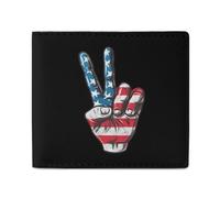 Pochette in pelle con simbolo della pace con bandiera americana e porta carte di credito per viaggi d'affari, Stile:, Taglia unica