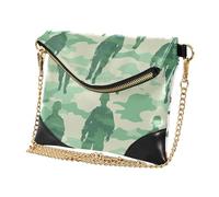 Pochette in pelle PU per le donne borse e borse alla moda per il partito verde soldato dell'esercito piccoli fiori selvatici