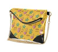 Pochette in pelle PU per le donne elegante borsa da polso per Lady Yellow Love Heart Star