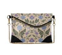 Pochette in pelle PU per le donne elegante cambiamento borsa portachiavi per festa fiore blu oliva beige