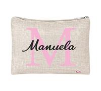 Pochette In Poliestere Juta - 20x15 cm - Poliestere e Juta - Decorata con Nome - Regalo Versatile - Collezione Personalizzata