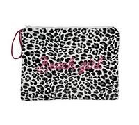 Pochette Jungle Maculato 100% Cotone Con Laccio e Zip Borsetta da Spiaggia (Azzurro)