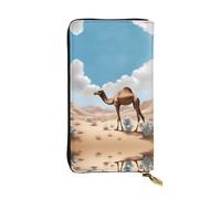 Pochette lunga (19,1 x 10,4 cm) con cerniera color cammello, con scomparti multipli, grande capacità, un buon regalo per gli amici