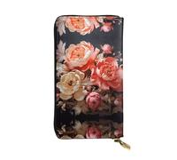 Pochette lunga (19,1 x 10,4 cm), con peonie dai colori vivaci, portafoglio in pelle con cerniera e scomparti multipli, grande capacità, un buon regalo per gli amici