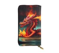 Pochette lunga 19,1 x 10,4 cm, Dragon King in Fire portafoglio in pelle, scomparto con cerniera grande capacità, un buon regalo per gli amici, nero, Taglia unica