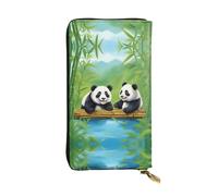 Pochette lunga (19,1 x 10,4 cm), due graziosi panda con cerniera, portafoglio in pelle con scomparti multipli, grande capacità, un buon regalo per gli amici