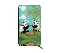 Pochette lunga (19,1 x 10,4 cm), due graziosi panda grandi con cerniera e scomparti multipli, grande capacità, un buon regalo per gli amici