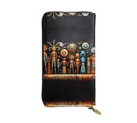 Pochette lunga (19,1 x 10,4 cm), portafoglio in pelle con cerniera totem primitiva con scomparti multipli, grande capacità, un buon regalo per gli amici