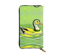 Pochette lunga (19,1 x 10,4 cm), portafoglio in pelle con cerniera verde anatra con scomparti multipli, grande capacità, un buon regalo per gli amici