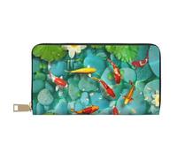 Pochette lunga in ecopelle con carpa rossa giapponese, elegante e alla moda, portafogli da donna per donne moderne, porta carte di grande capacità e tasche organizer, borsa resistente per i viaggi di