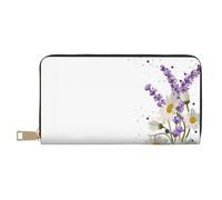 Pochette lunga in ecopelle con fiori di lavanda chic ed eleganti portafogli da donna per donne moderne, porta carte di grande capacità e tasche organizer, borsa resistente per i viaggi di tutti i