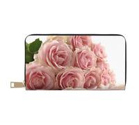 Pochette lunga in ecopelle con fiori di rose, elegante e alla moda, portafogli da donna moderne, grande capacità, porta carte e tasche organizer, borsa resistente per i viaggi di tutti i giorni,