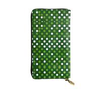 Pochette lunga in pelle con stampa a pois verdi - Portafoglio personalizzato alla moda, scomparti multipli per carte, pronto regalo, nero, Taglia unica