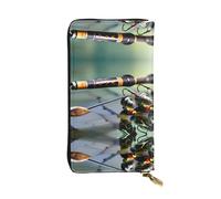 Pochette lunga in pelle con stampa canna da pesca, portafoglio personalizzato alla moda, scomparti multipli per carte, pronto regalo, nero, Taglia unica