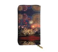 Pochette lunga in pelle con stampa fuochi d'artificio - Portafoglio personalizzato alla moda, scomparti multipli per schede, regalo pronto, nero, taglia unica, Nero , Taglia unica