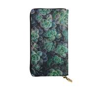 Pochette lunga in pelle con stampa grassa verde - Portafoglio personalizzato alla moda, scomparti multipli per schede, pronto per regali, nero, taglia unica, Nero, One Size