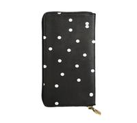Pochette lunga in pelle stampata bianca e nera a pois - Portafoglio personalizzato alla moda, scomparti multipli per schede, pronto per regali, nero, taglia unica, Nero, One Size