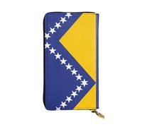 Pochette lunga stampata con bandiera della Bosnia ed Erzegovina (19,1 x 10,4 cm) | Portafoglio in pelle con cerniera | Regalo perfetto per compleanno/vacanze
