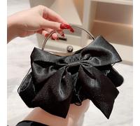 Pochette Moonlit EveBag con fiocco decorato a paillettes, lucida e glamour, elegante ed elegante, in tinta unita con fiocco decorativo, adatta per feste di ritorno a scuola, uscite, club, raduni, appu