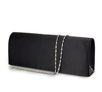 Pochette nera raso elegante cerimonia da donna ragazza signora Borsa a mano piccola Clutch borsetta tinta unita di moda matrimonio comunioni Raso Nero