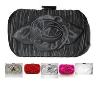 Pochette NERO Clutch CERIMONIA Baguette borsa NERA elegante a mano stola D0257