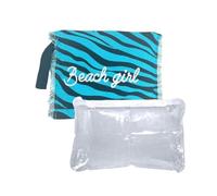 Pochette New Zebra 100% Cotone Con Laccio e Zip 28x22 cm Interno Impermeabile (Azzurro)