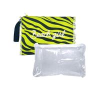 Pochette New Zebra 100% Cotone Con Laccio e Zip 28x22 cm Interno Impermeabile (Verde)