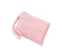 Pochette Paglia,Pochette Paglia Donna 2 pezzi Borsa a tracolla da donna, moda, fatta a mano, solida, da polso, in paglia intrecciata, portamonete for telefono, portafoglio da spiaggia, fresco e dolce.