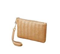 Pochette Paglia,Pochette Paglia Donna 2 pezzi, borsa da donna alla moda, in paglia intrecciata, pochette da polso, portamonete, portamonete da spiaggia, porta carte, borsa da lavoro(C)