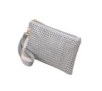 Pochette Paglia,Pochette Paglia Donna 2 pezzi Borse a tracolla da donna fatte a mano Zaino alla moda Borsa da polso da donna Borsa da ragazza in paglia intrecciata Portamonete Portafoglio da spiaggia