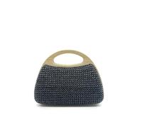 Pochette Paglia,Pochette Paglia Donna Borsa a tracolla estiva da spiaggia in paglia intrecciata con clip in legno, dal design alla moda(Black)