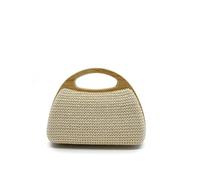 Pochette Paglia,Pochette Paglia Donna Borsa a tracolla estiva da spiaggia in paglia intrecciata con clip in legno, dal design alla moda(Beige)