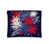 Pochette per cosmetici con fuochi d'artificio, borsa da viaggio per trucco da donna, borsa da viaggio portatile piccola in tela con cerniera, organizer regalo estivo 4 luglio, Blu, 7x9 Inch, Fuochi