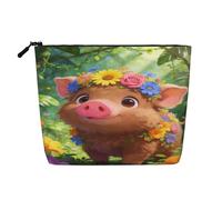 Pochette per cosmetici da donna con design a tema cinghiale e maiale, portatile, ideale per i viaggi, con cerniera e chiusura organizer.