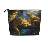 Pochette per cosmetici da donna con tema leopardo, borsa da viaggio portatile con cerniera e organizer.