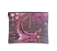 Pochette per il trucco a forma di goccia d'acqua color pesca, borse per cosmetici color acqua con lacrime scintillanti per donna, organizer da viaggio con cerniera, perfette come regali e per l'uso q
