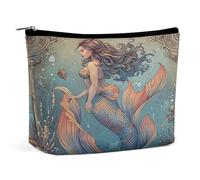 Pochette per il trucco a tema sirena e oceano, organizer da viaggio per articoli da toilette, trousse cosmetica per donna, regalo di compleanno per mamma, ragazze, donne e sorelle.