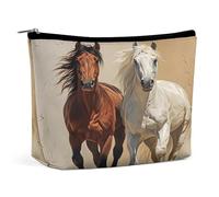 Pochette per il trucco con cavalli al galoppo, organizer da viaggio per articoli da toilette, pochette cosmetica per donna, regalo di compleanno per mamma, ragazze, donne e sorelle