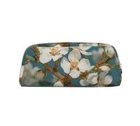 Pochette per il trucco con motivo a fiori di mandorlo per uomo e donna, beauty case da viaggio, pochette estetica, astuccio grande per matite