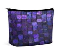 Pochette per il trucco con motivo a mosaico viola, organizer da viaggio per articoli da toilette, pochette cosmetica per donna, regalo di compleanno per mamma, ragazze, donne e sorelle.