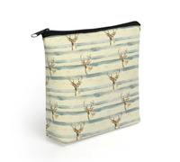 Pochette per il trucco con motivo a strisce blu cervo per donna, borsa cosmetica da viaggio, astuccio da toilette, borse portaoggetti da bagno