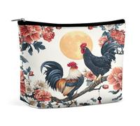 Pochette per il trucco con motivo floreale Gallo e Luna, organizer da viaggio per articoli da toilette, trousse cosmetica per donna, regalo di compleanno per mamma, ragazze, donne e sorelle