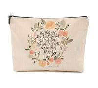 Pochette per il trucco da donna, borsa cosmetica portatile con fiore acquerello con cerniera, fiocco di civetta spaziosa borsa per il trucco 02, Multicolore 1320, 9″W x 7″H