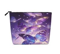 Pochette per il trucco da donna con farfalle viola fantasy, borsa da viaggio portatile con cerniera, organizer