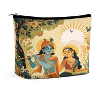 Pochette per il trucco floreale Krishna e Radha, organizer da viaggio per articoli da toilette, pochette cosmetica per donna, regalo di compleanno per mamma, ragazze, donne e sorelle